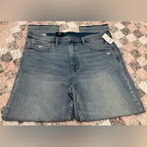NWT GAP Denim Women's Cigarette High Rise Straight Leg Distressed Jeans Size 33